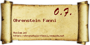 Ohrenstein Fanni névjegykártya