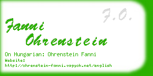 fanni ohrenstein business card